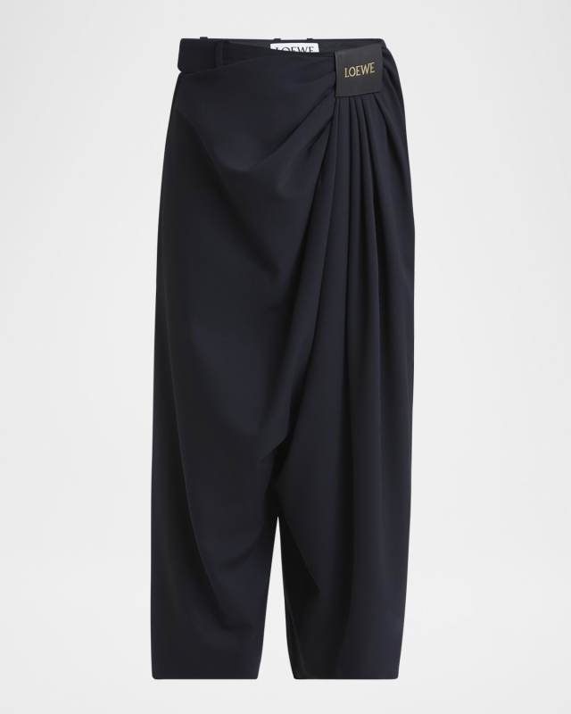 Cropped Draped Wool Trousers
